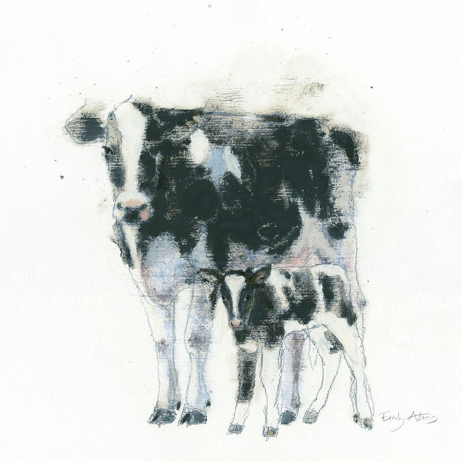 Animal Painting - Cow And Calf #2 by Emily Adams
