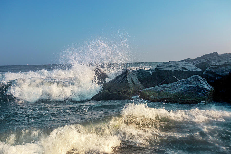 Crashing Waves On Long Beach, Ny #2 Digital Art by Lumiere