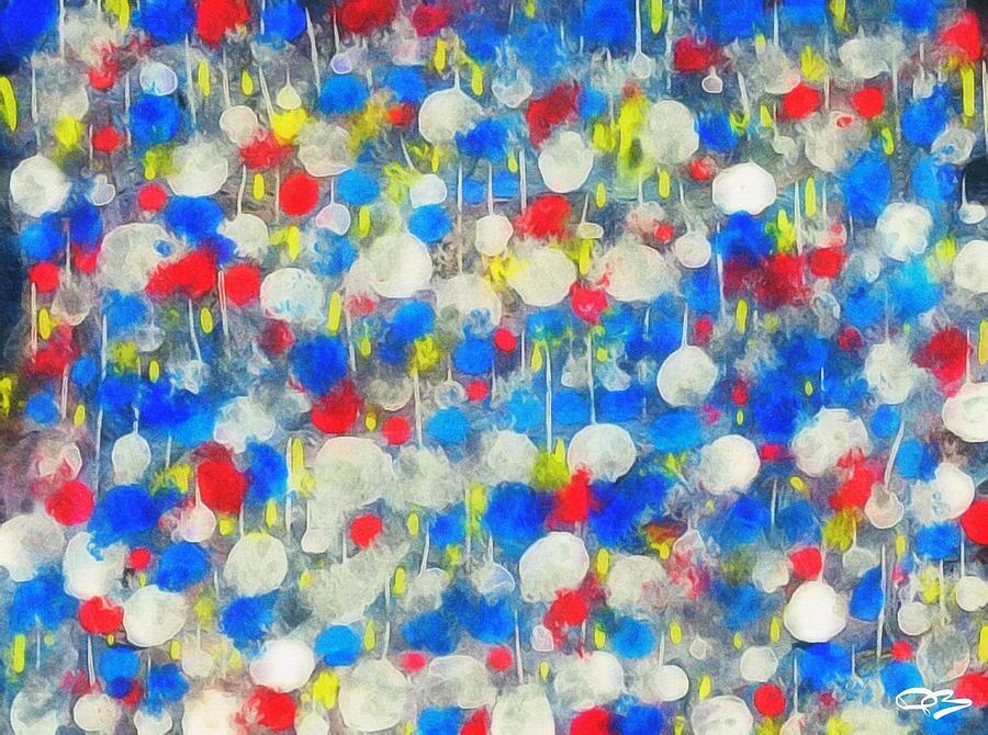 Red White and Blue Crowded Room Design Digital Art by Douglas Brown