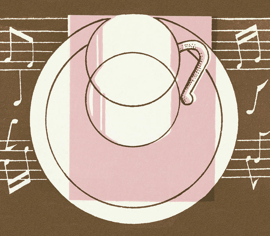 Coffee Drawing - Cup and Saucer #2 by CSA Images