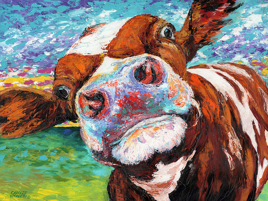 Curious Cow I #2 Painting by Carolee Vitaletti