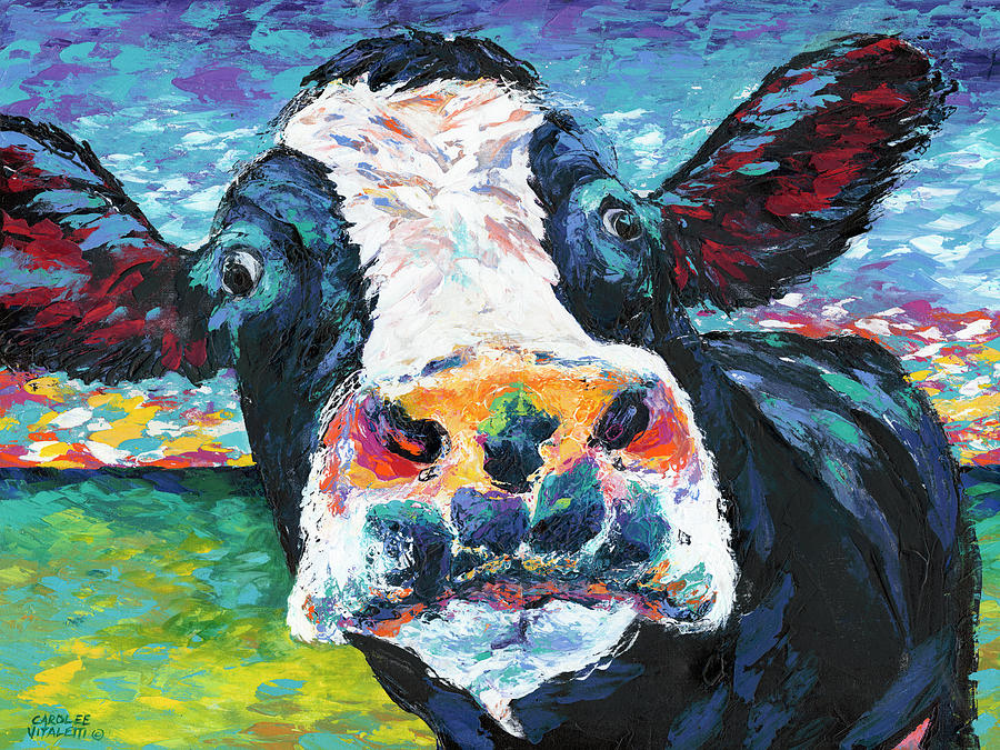 Curious Cow II #2 Painting by Carolee Vitaletti
