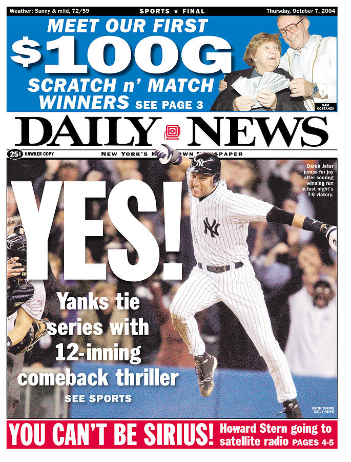 Daily News Front Page Derek Jeter Photograph by New York Daily News
