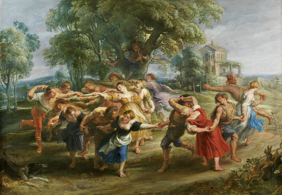 Peter Paul Rubens Painting - Dance of Mythological Characters and Villagers #2 by Peter Paul Rubens
