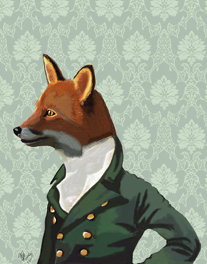 Animal Painting - Dandy Fox Portrait #2 by Fab Funky