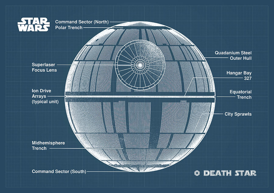 Star Wars Digital Art - DEATH STAR blueprint #2 by Dennson Creative