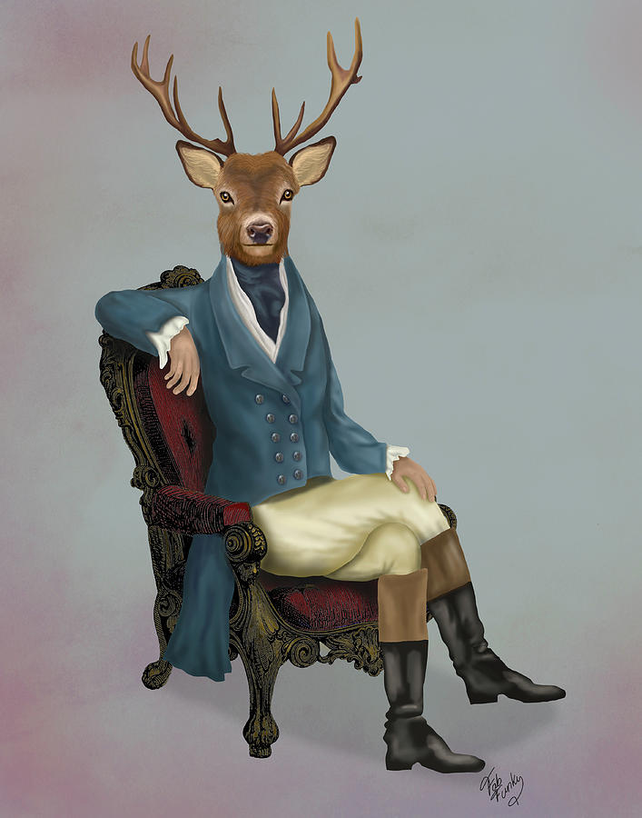 Distinguished Deer, Full #2 Painting by Fab Funky