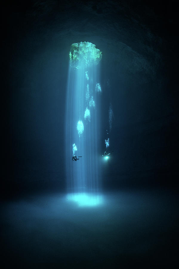 Divers Exploring Cenote Maravilla, Mexico Digital Art by Rodrigo ...