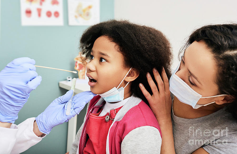 Doctor Taking Oral Swab Photograph By Peakstock   Science Photo Library 