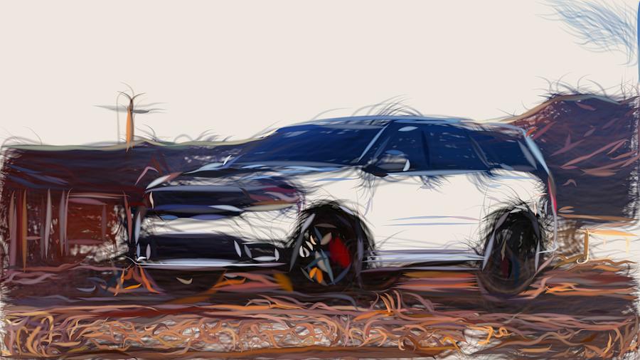 Dodge Durango SRT Drawing #3 Digital Art by CarsToon Concept