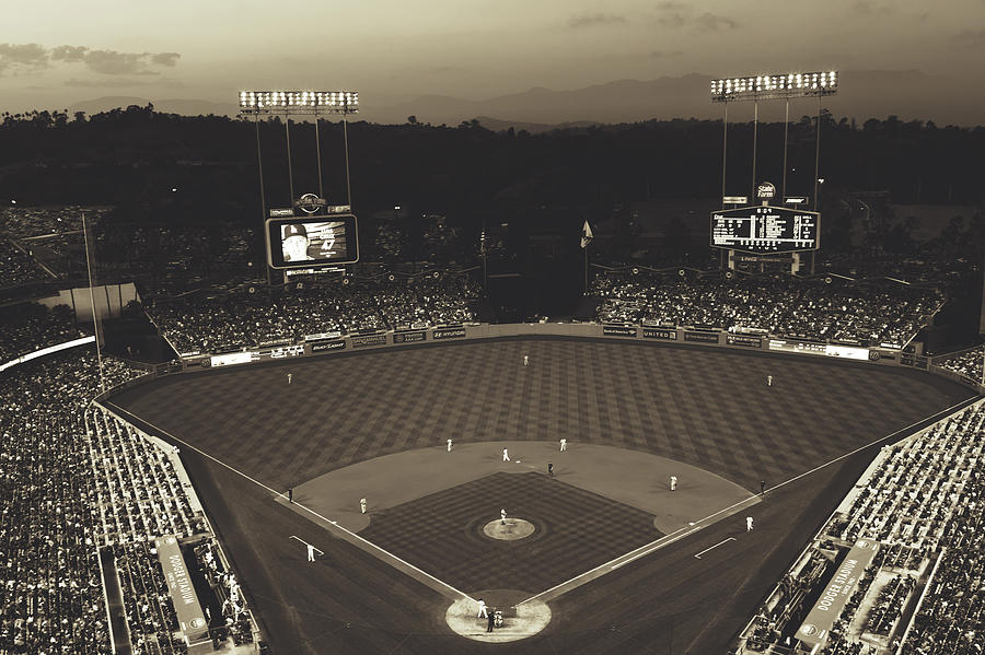 Los Angeles Dodgers Photograph - Dodger Stadium At Sunset #2 by Mountain Dreams