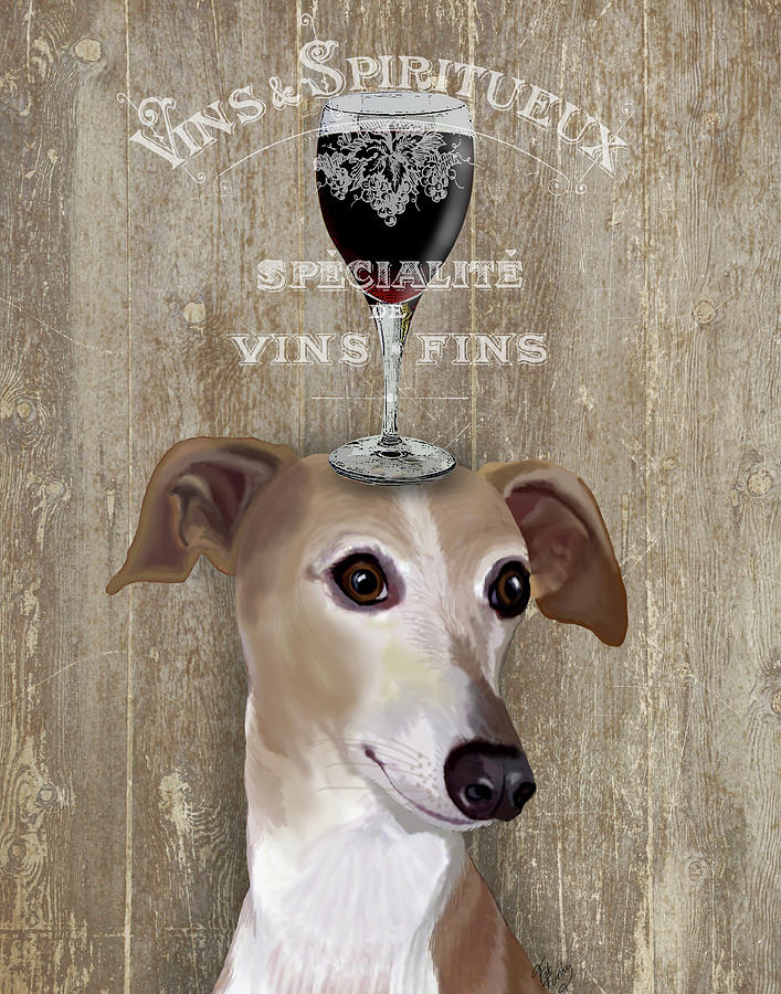 Dog Au Vin Greyhound #2 Painting by Fab Funky