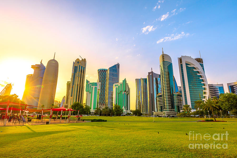 Doha West Bay skyline #2 Photograph by Benny Marty