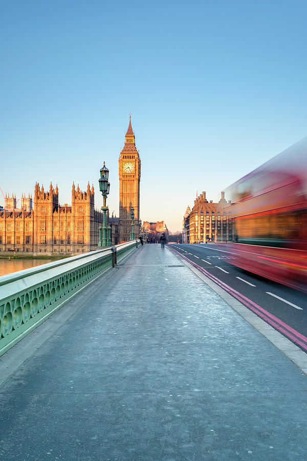 Fotografia Big Ben Clock Tower and London Bus - em