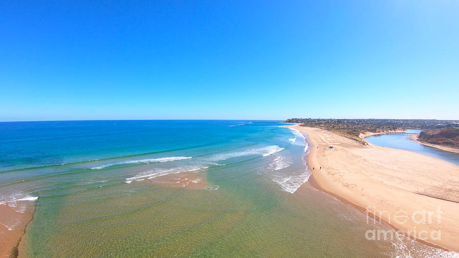Drone aerial of the South Australian Southport Onkaparinga River mouth estuary. #2 Photograph by Milleflore Images