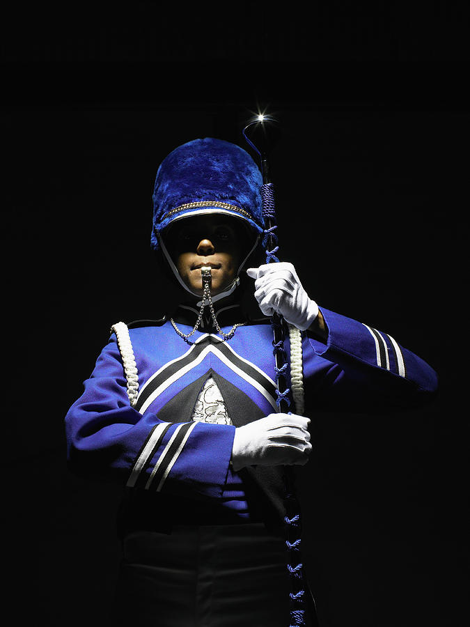 Drum Majorette Blowing Whistle, Holding Photograph by Ryan Mcvay