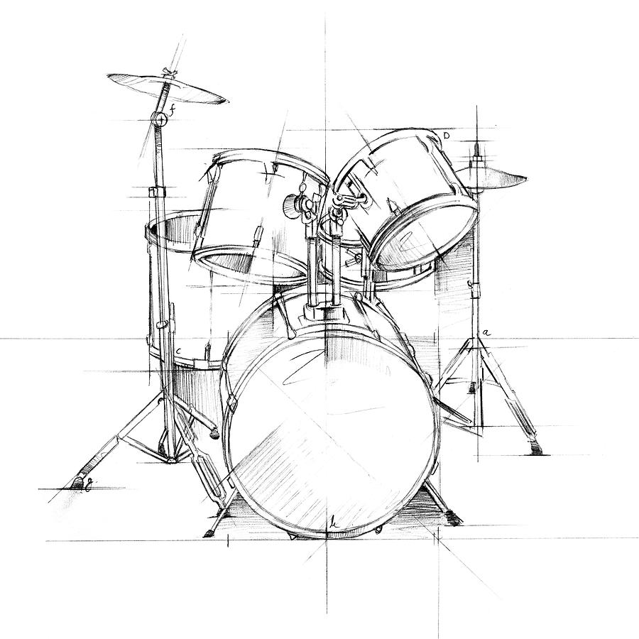 Music Painting - Drum Sketch #2 by Ethan Harper