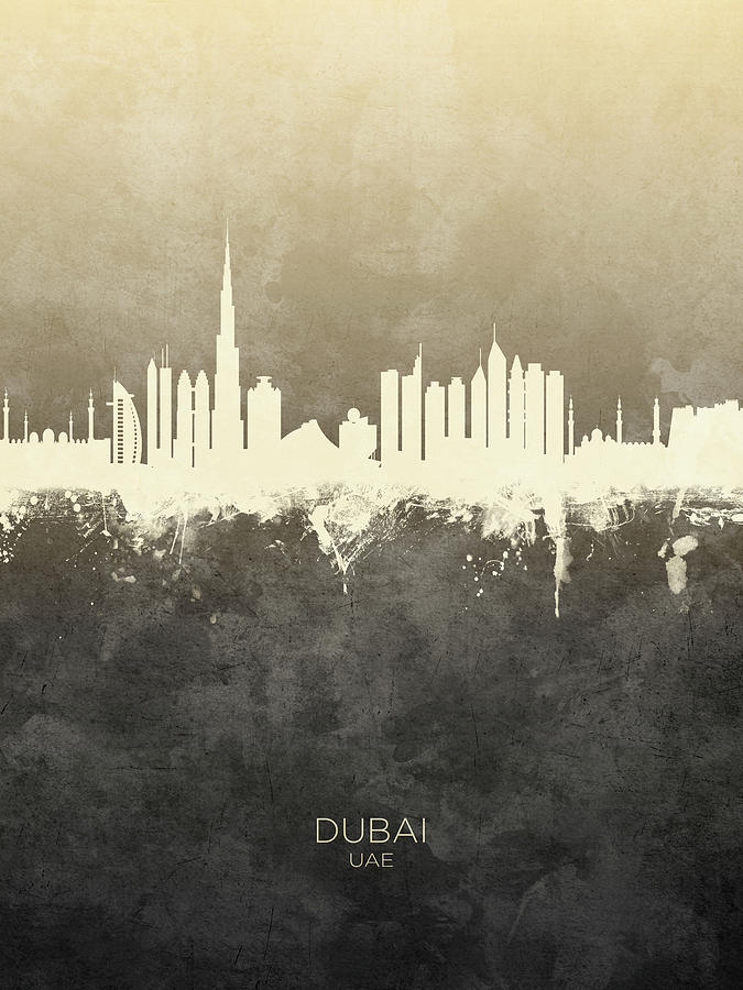 Dubai UAE Skyline #2 Digital Art by Michael Tompsett