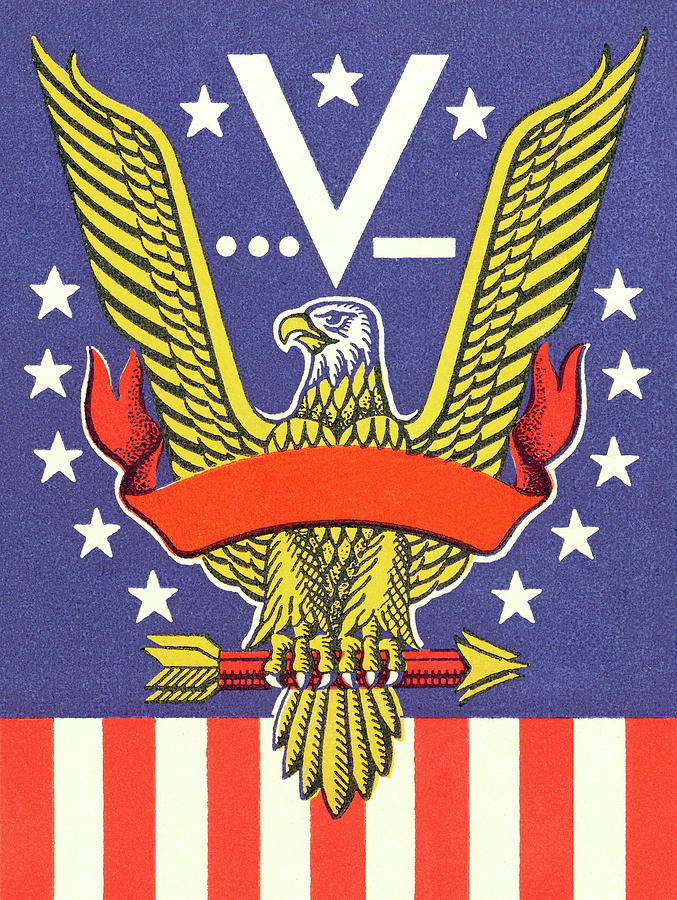 Eagle Drawing - Eagle and Banner #2 by CSA Images