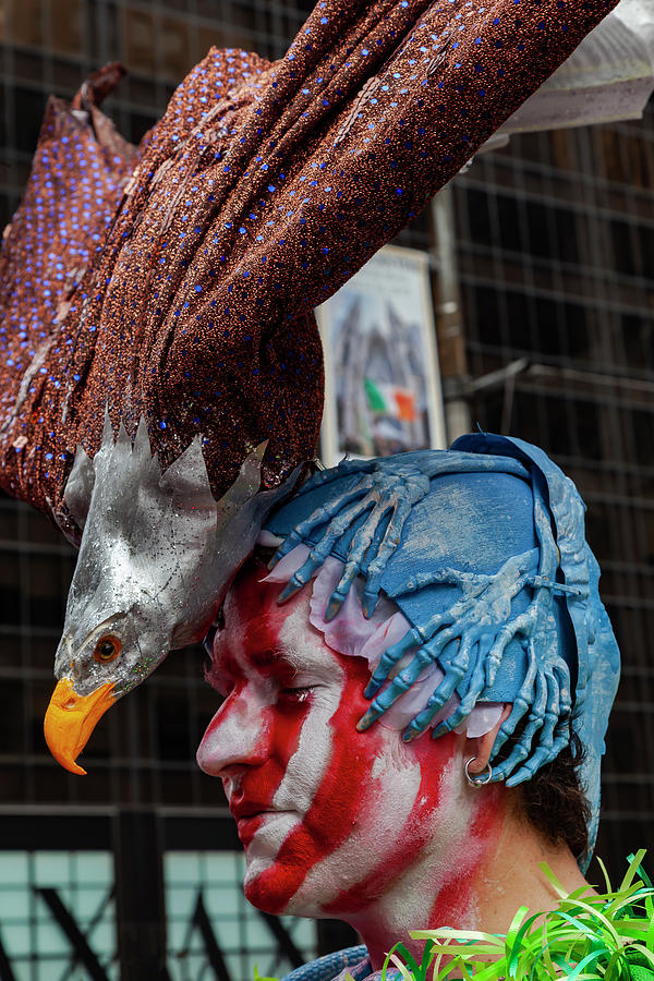 Easter Parade 4_21_2019 NYC Man Wearing Eagle Headdress #2 Photograph by Robert Ullmann