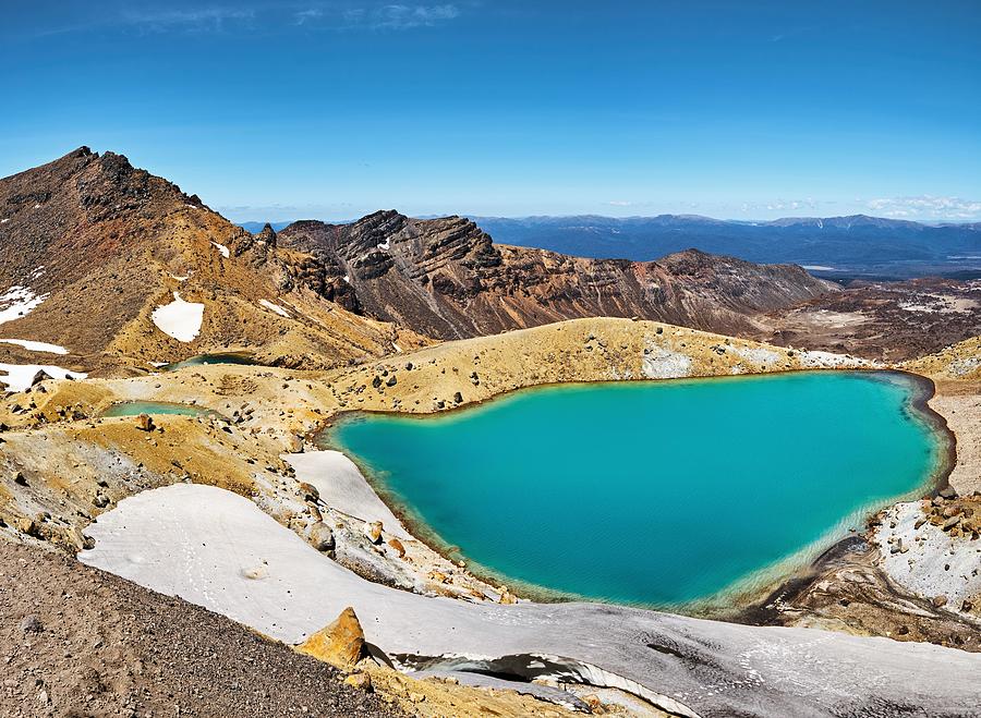Mountain Photograph - Emerald Lakes, Tongariro National Park #2 by DPK-Photo