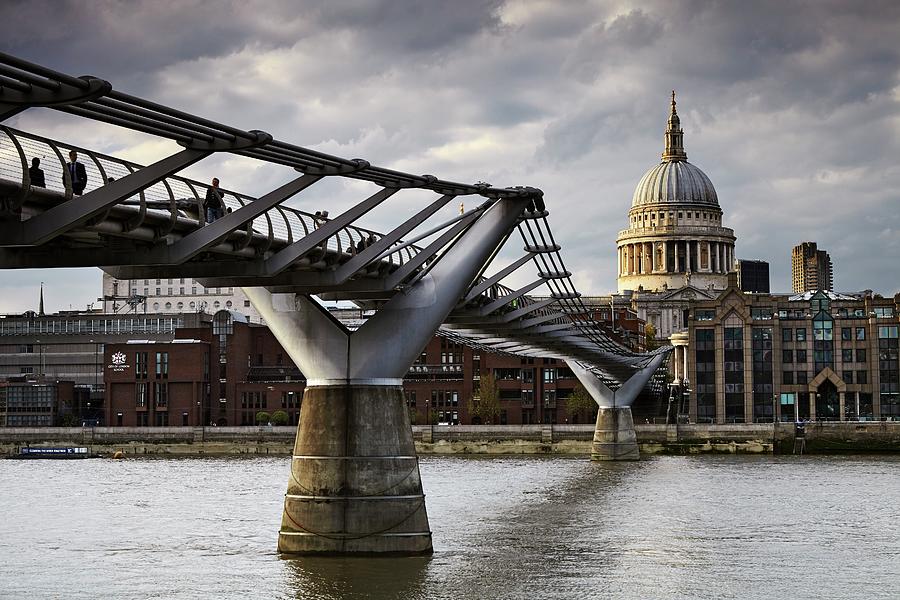 England, Great Britain, British Isles, London, City Of London, Saint Pauls Cathedral And The Millennium Bridge #2 Digital Art by Richard Taylor
