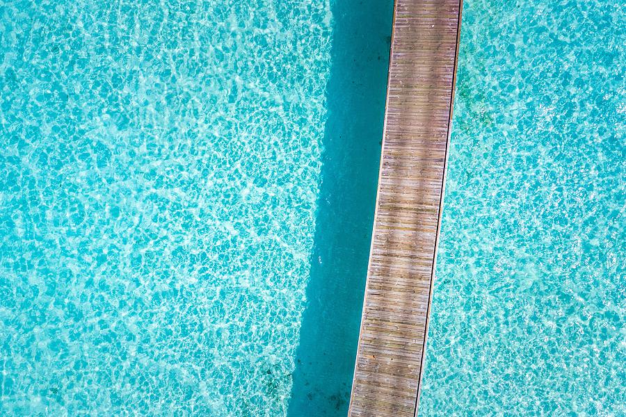 Nature Photograph - Exotic Aerial View Of Turquoise Water #2 by Levente Bodo