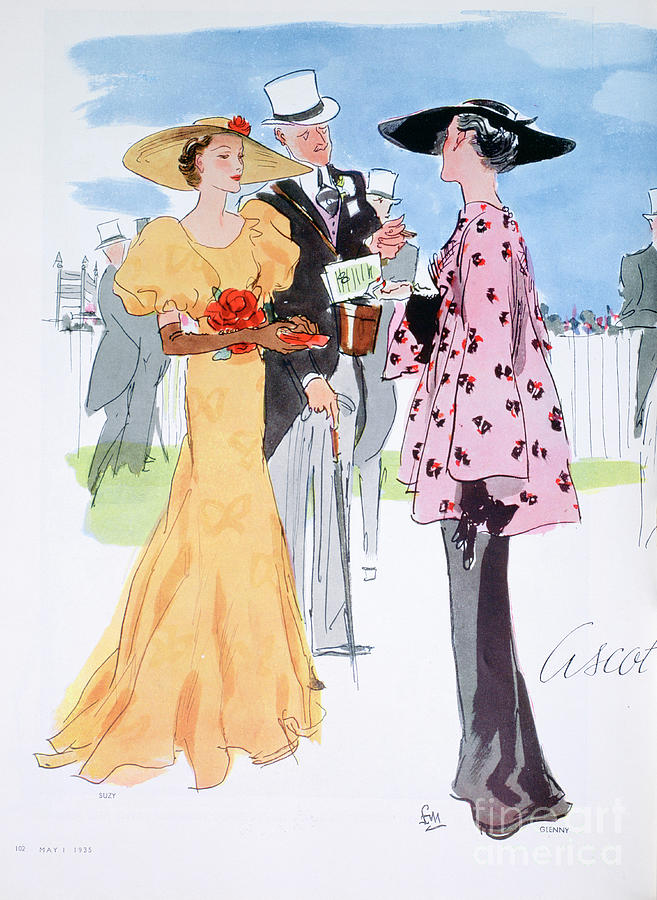 Fashion Illustration, 1935 #2 Drawing by Print Collector