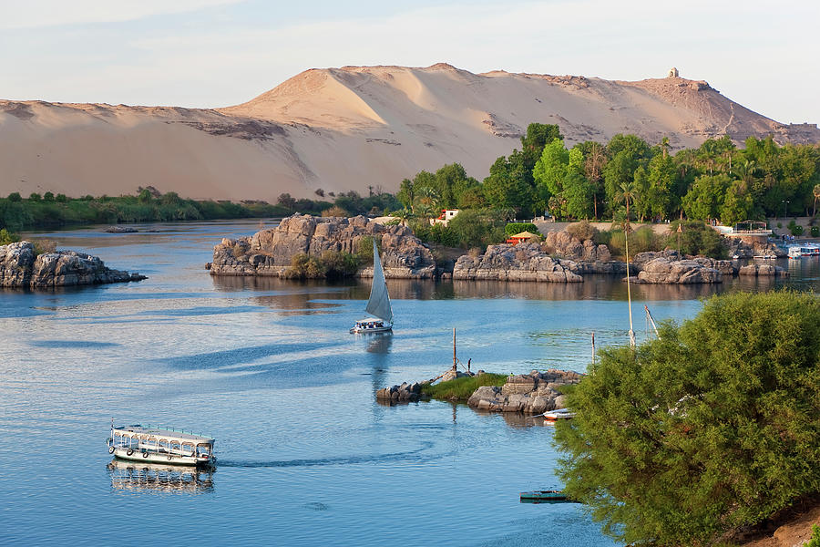 Felucca Sailboats On River Nile, Aswan #2 Photograph by Peter Adams