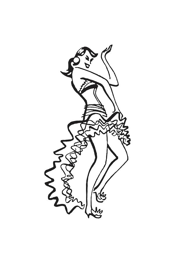 Black And White Drawing - Female Flamenco Dancer #2 by CSA Images