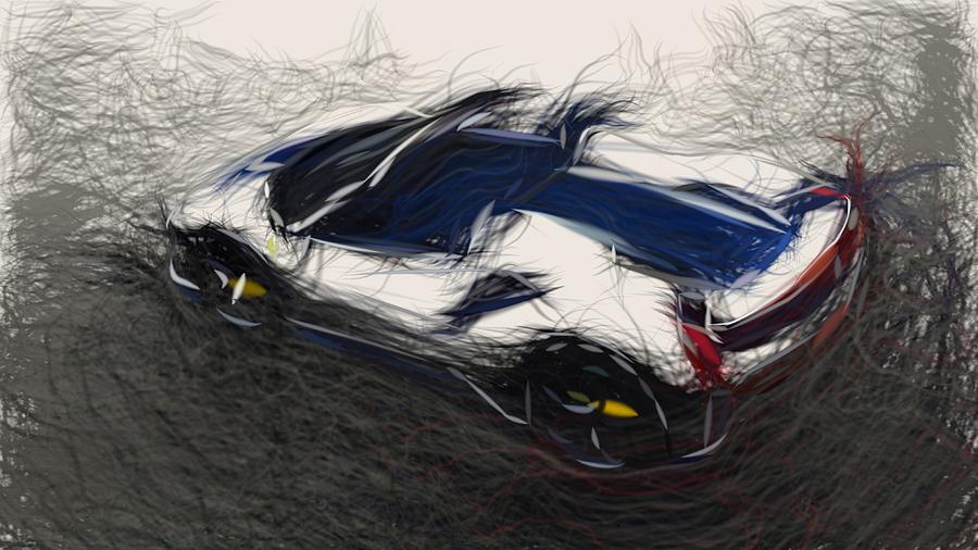 Ferrari 488 Pista Spider Drawing #3 Digital Art by CarsToon Concept