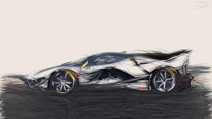 Ferrari FXX K Evo Drawing #3 Digital Art by CarsToon Concept