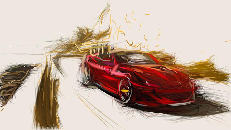 Ferrari Portofino Drawing #3 Digital Art by CarsToon Concept