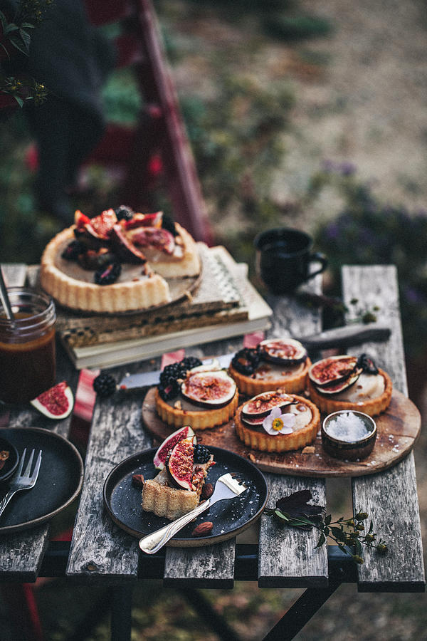 Fig Tarts With Vanilla Cream And Salted Caramel #2 Photograph by Claudia Gdke