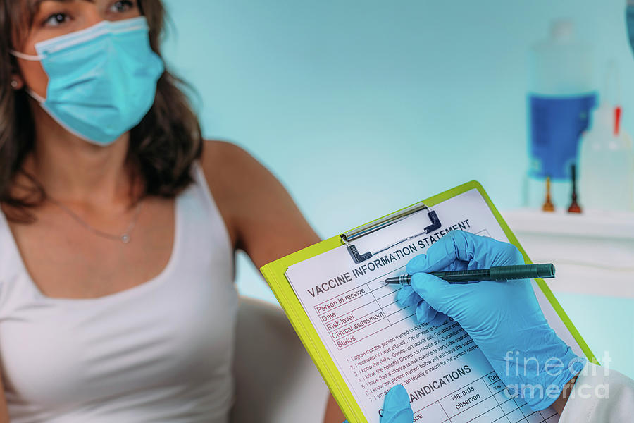 Filling In Coronavirus Vaccine Information Statement Form #2 Photograph by Science Photo Library Filling In Coronavirus Vaccine Information Statement Form #2 Photograph by Science Photo Library