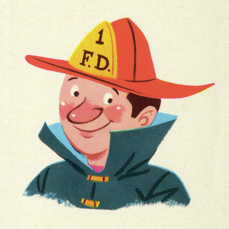 Vintage Drawing - Firefighter #2 by CSA Images