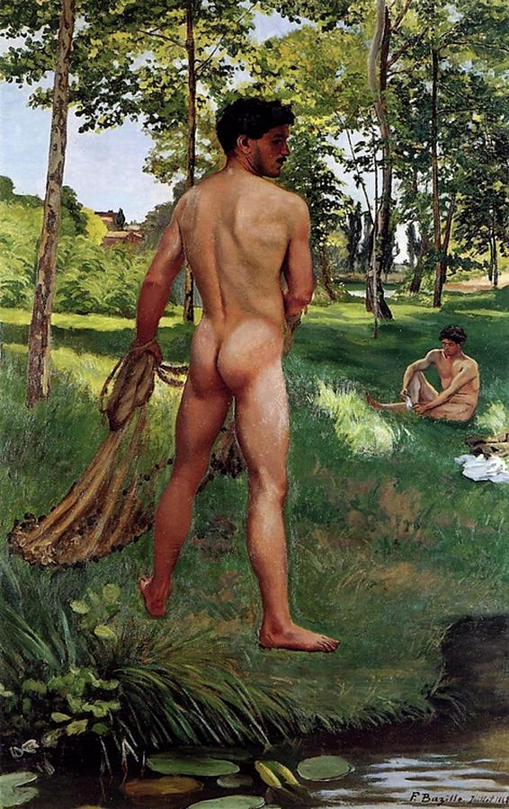 Fisherman with a Net #2 Painting by Frederic Bazille