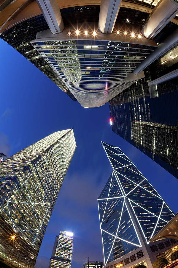 Fisheye View Of Hong Kong Skyscrapers #2 Photograph by Winhorse
