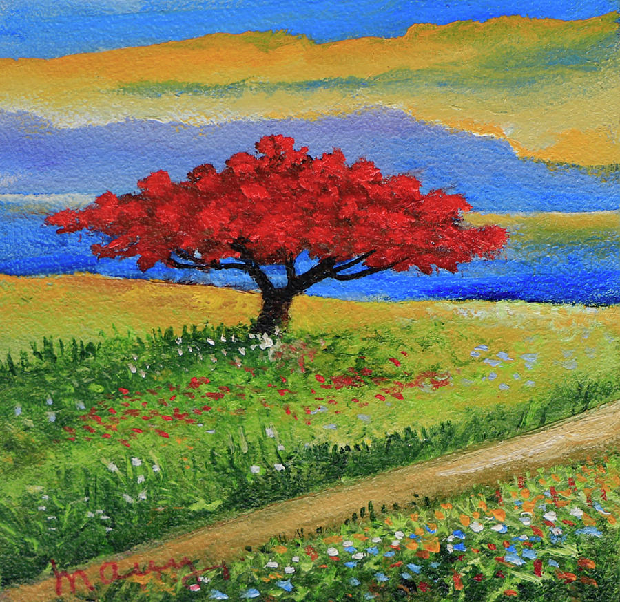 Flamboyant Near The Road #3 Painting by Alicia Maury