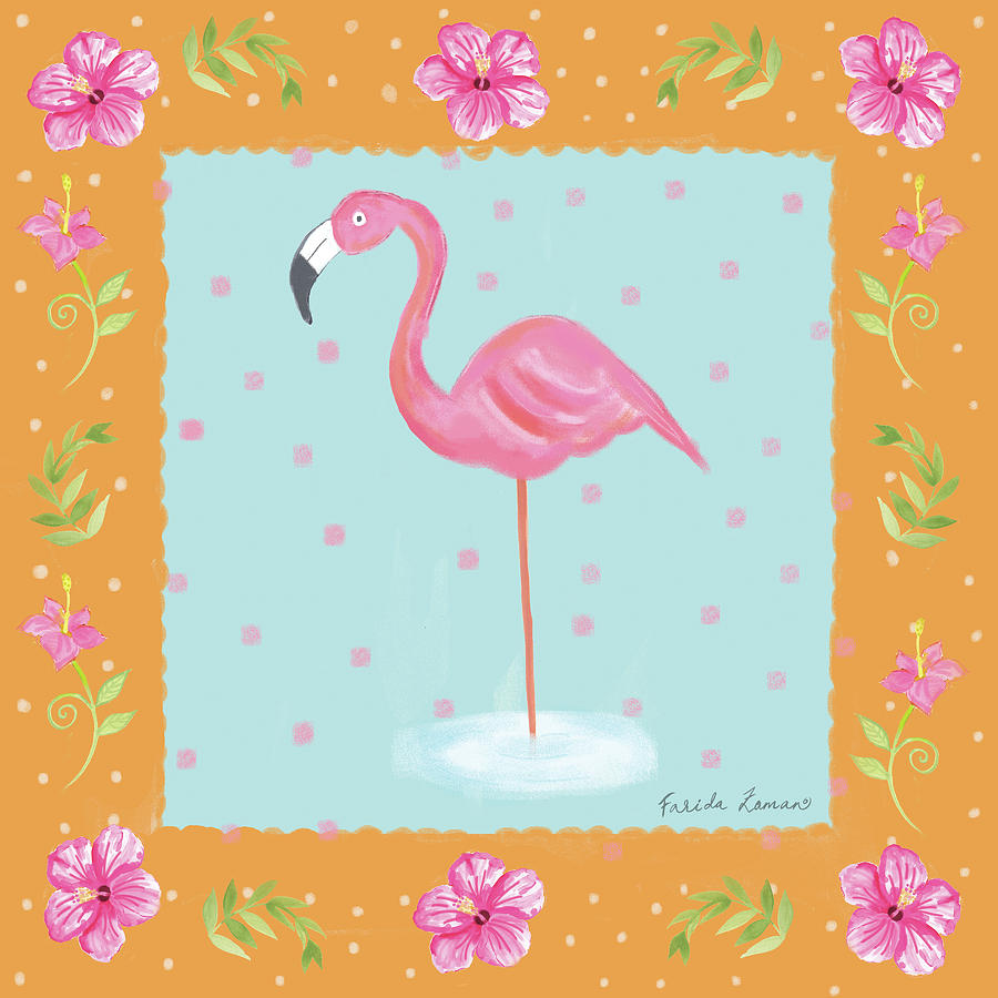 Flamingo Painting - Flamingo Dance Iv #2 by Farida Zaman