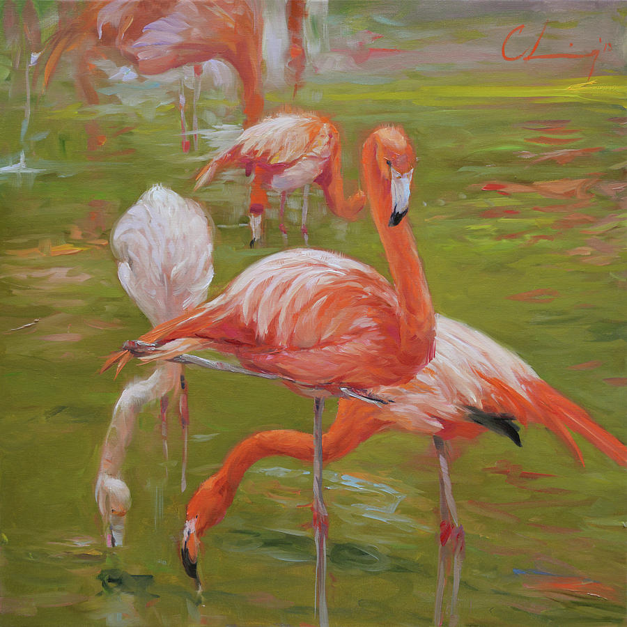 Animal Painting - Flamingo I #2 by Chuck Larivey