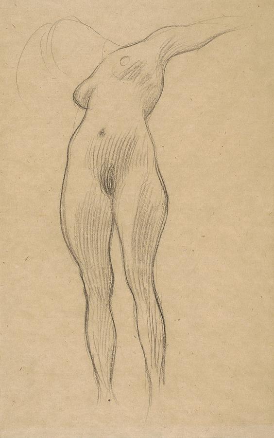 Vintage Drawing - Floating Woman With Outstretched Arm by Gustav Klimt