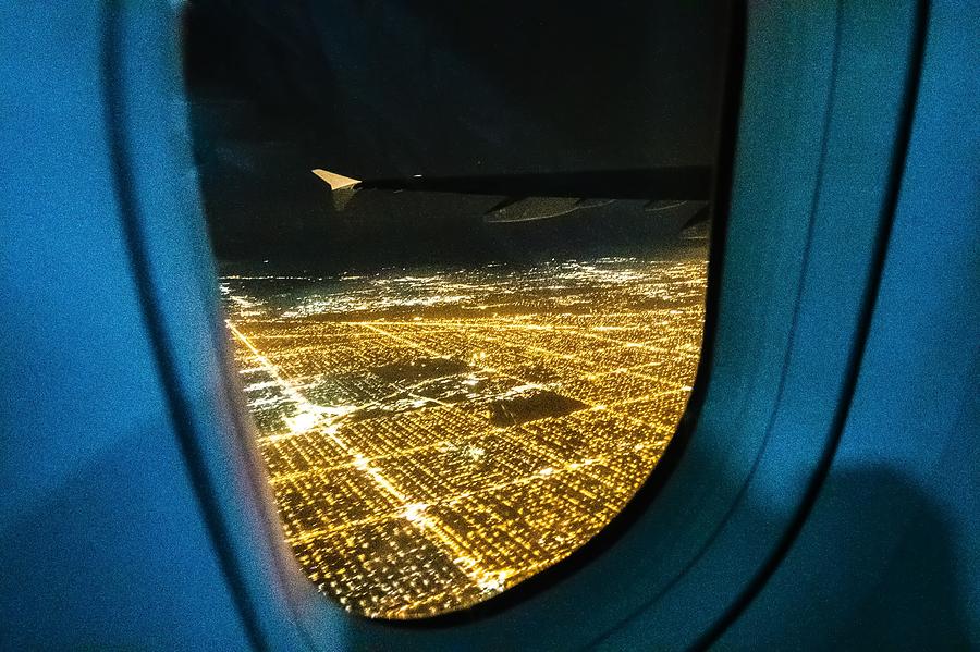 Flying Over Chicago Illinois At Night #2 Photograph by Alex Grichenko
