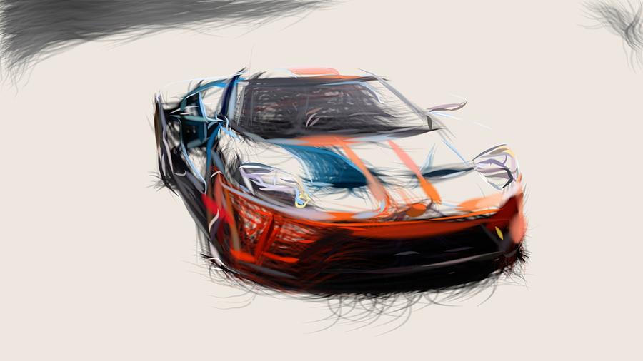 Ford GT Heritage Edition Drawing #3 Digital Art by CarsToon Concept