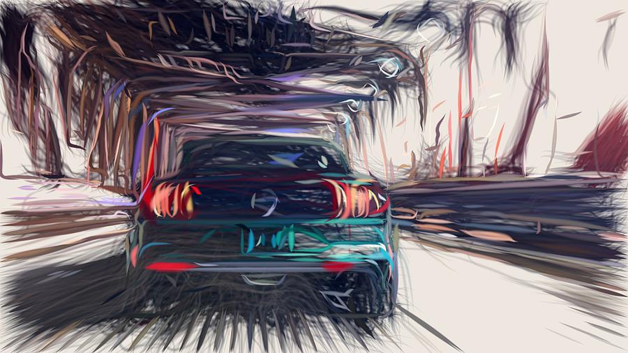 Ford Mustang Bullitt Drawing #3 Digital Art by CarsToon Concept