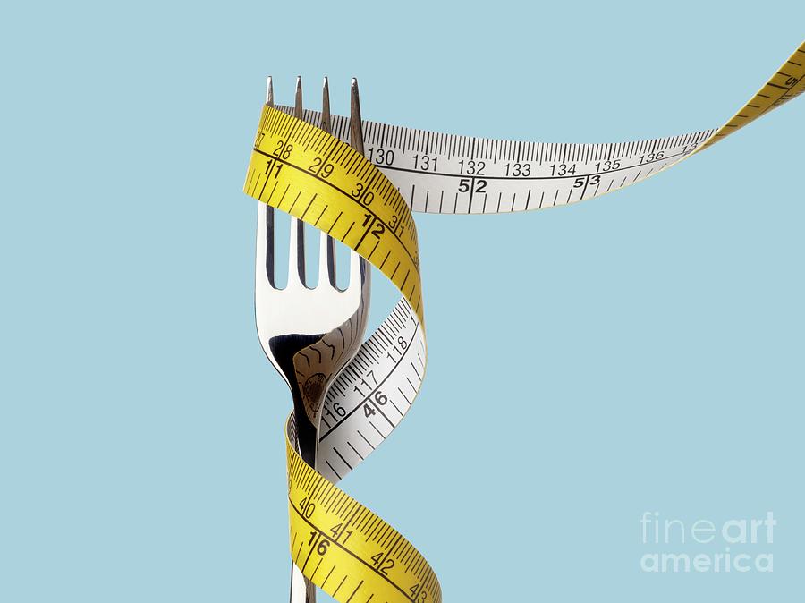 Fork Photograph - Fork With Tape Measure #2 by Science Photo Library