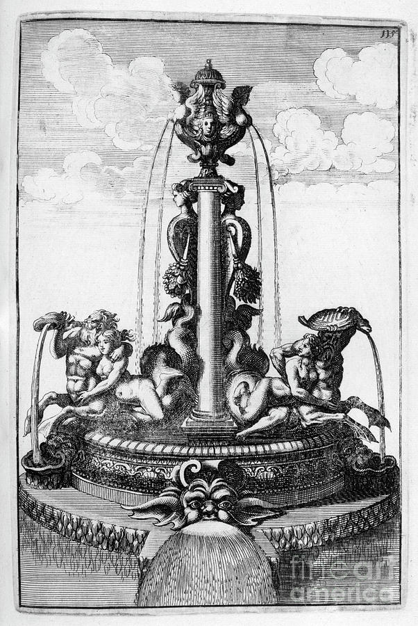 Fountain Design, 1664. Artist Georg #2 Drawing by Print Collector