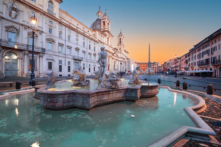 Architecture Photograph - Fountains In Piazza Navona In Rome #2 by Sean Pavone