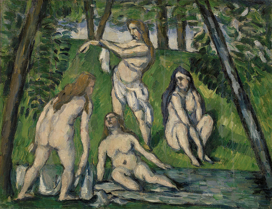 Four Bathers #3 Painting by Paul Cezanne