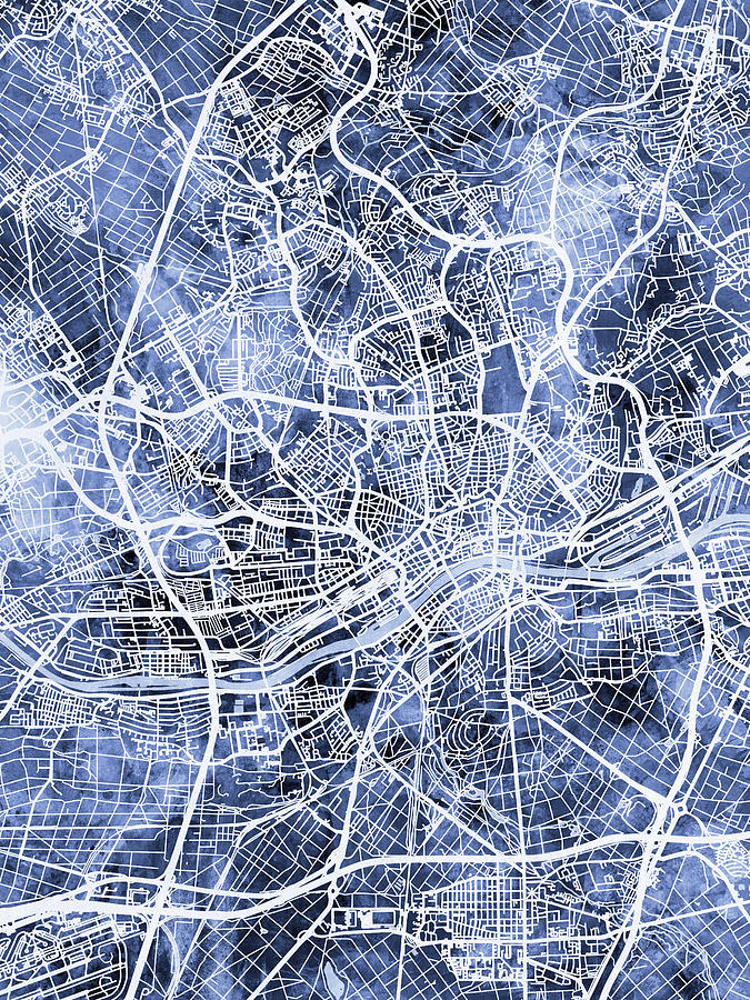 Frankfurt Digital Art - Frankfurt Germany City Map #2 by Michael Tompsett
